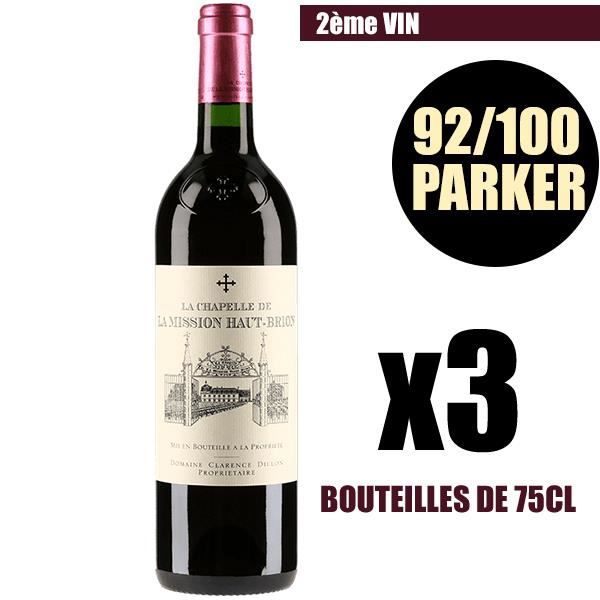 X3 La Chapelle de La Mission Haut-Brion 2015 75 cl AOC Pessac-Léognan Rouge 2ème Vin Vin Rouge