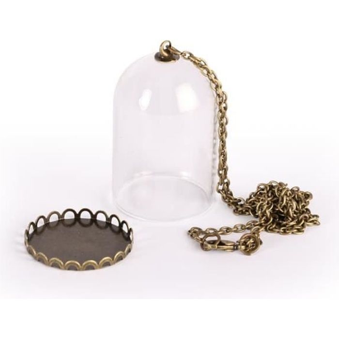 Cloche en verre Bronze avec chaine - Graine créative Incolore