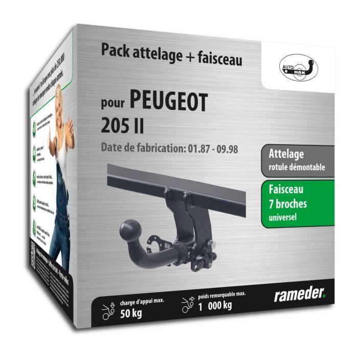 Attelage pour Peugeot 205 II - 08/90-07/92 - rotule démontable - AUTO-HAK - Faiseau universel 7 broches