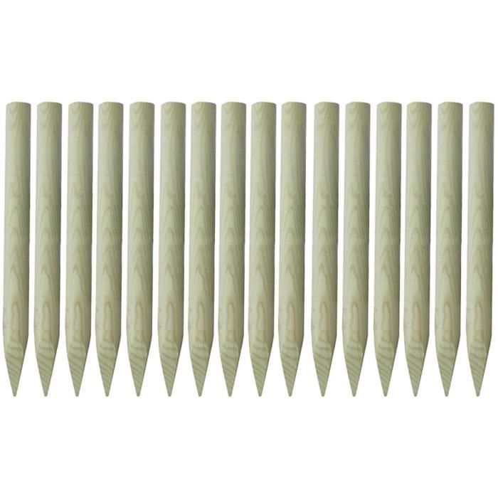 ♪♪9820 Lot de 16 Poteaux pointus de clôture Classique - Piquet Poteau Bois imprégné 100 cm MEUBLE®