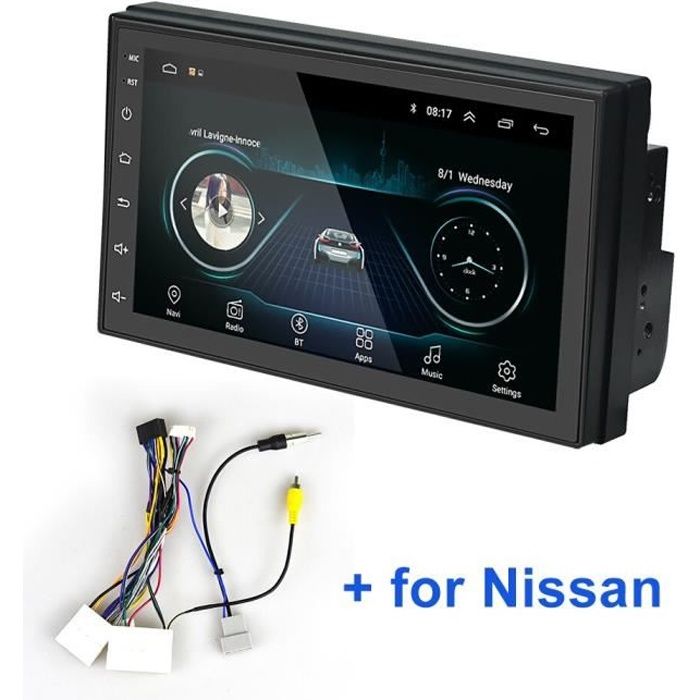 LeeKooLuu Autoradio 2 din Android GPS Navigation Autoradio Bluetooth WIFI MirrorLink stéréo 7- pouces - Type With Nissan cable