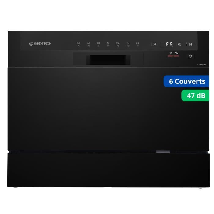 GEDTECH - Lave vaisselle topper GLV6T49BL - 6 couverts - 49 dB - Départ différé