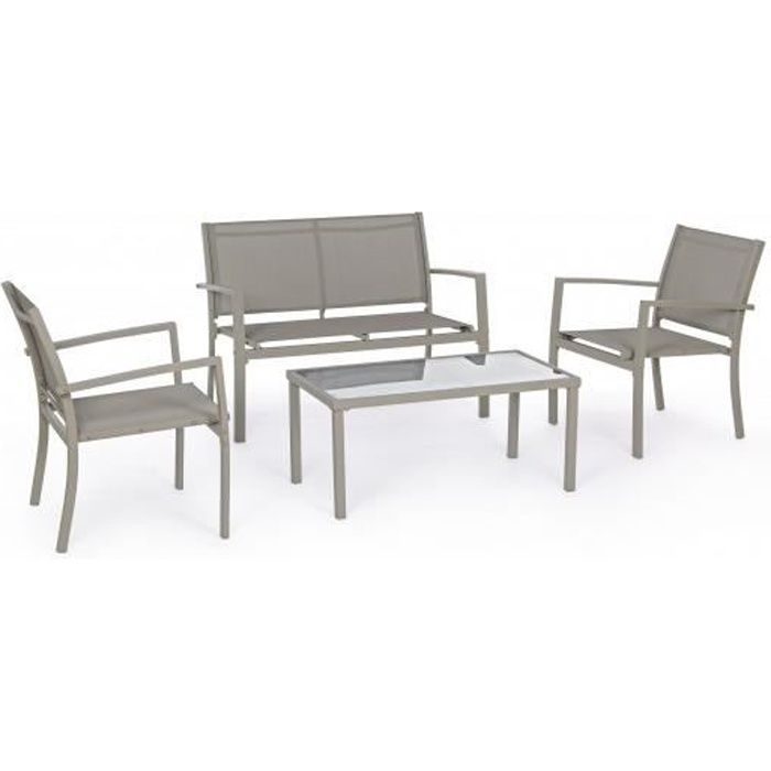 Canapé extérieur Trent canapé + 2 fauteuils + table taupe