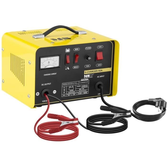 MSW Chargeur de Batterie Auto Aide au Démarrage pour la Voiture S-CHARGER-50A (12-24 Volts, 20-30 ampères, accumulateur au Plom A109