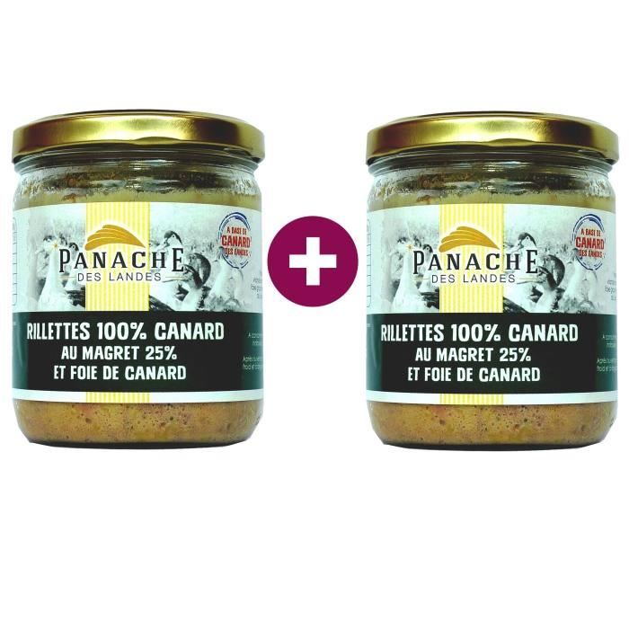 Lot de 2 Rilletes - Panache des Landes 2 Rillettes de Canard au Magret et Foie Gras 320g - CHALOSSE