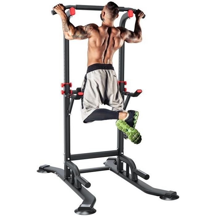 Dripex Chaise Romaine Musculation Station Multifonction 6 en 1 Avec Barre de Tractions Dips Power Tower à Domicile - 150KG