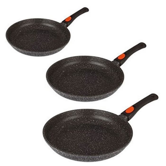 Poêles 20/24/28/32 cm en pierre, manche amovible, induction, Espace cuisine