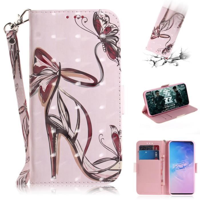 3D Visual Etui Samsung Galaxy S10 (6.1-) Téléphone Protection, Mode PU Cuir Flip Antichoc Housse Galaxy S10 -OLBA