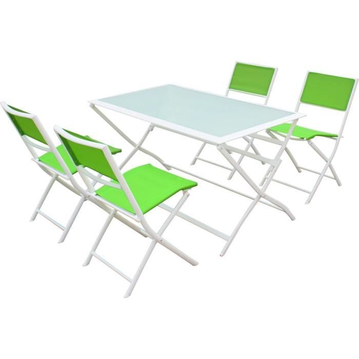 Salon de jardin repas en textilène -Bistro XL- - Phoenix - Vert