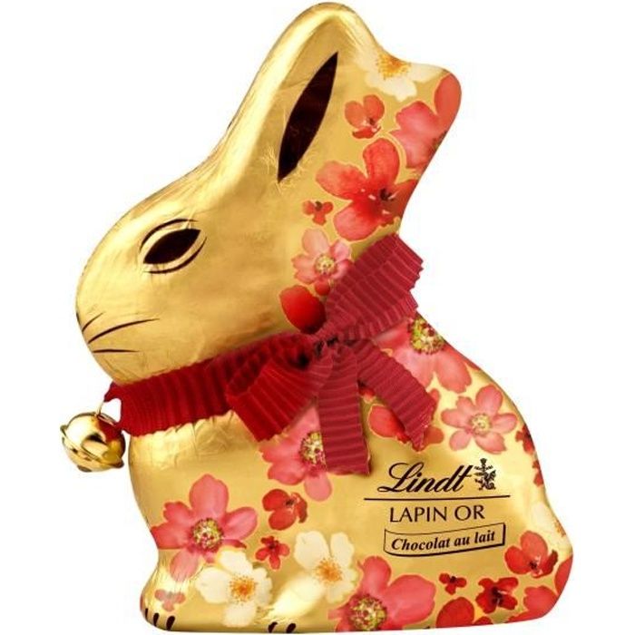 Chocolat Lindt Lapin Or Lait Fleurs 200g pour Pâques