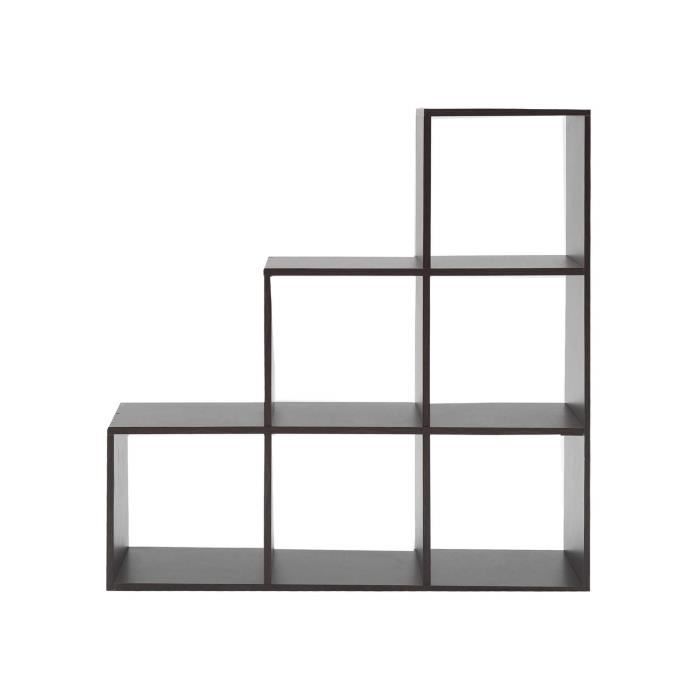 Rebecca Mobili Etagère Bibliothèque Stockage 6 Niveaux Bois Wengè 97,5x97,5x29