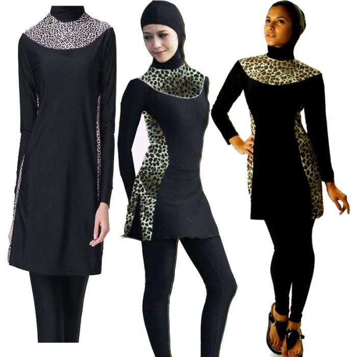 Zencart Maillot De Bain Musulman Imprimé Léopard Maillots De Bain Arabe Islamique Pièces Hijab Maillot De Bain Musulman Burkinis