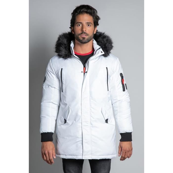 DEELUXE Parka à capuche et fourrure SHARKSON White