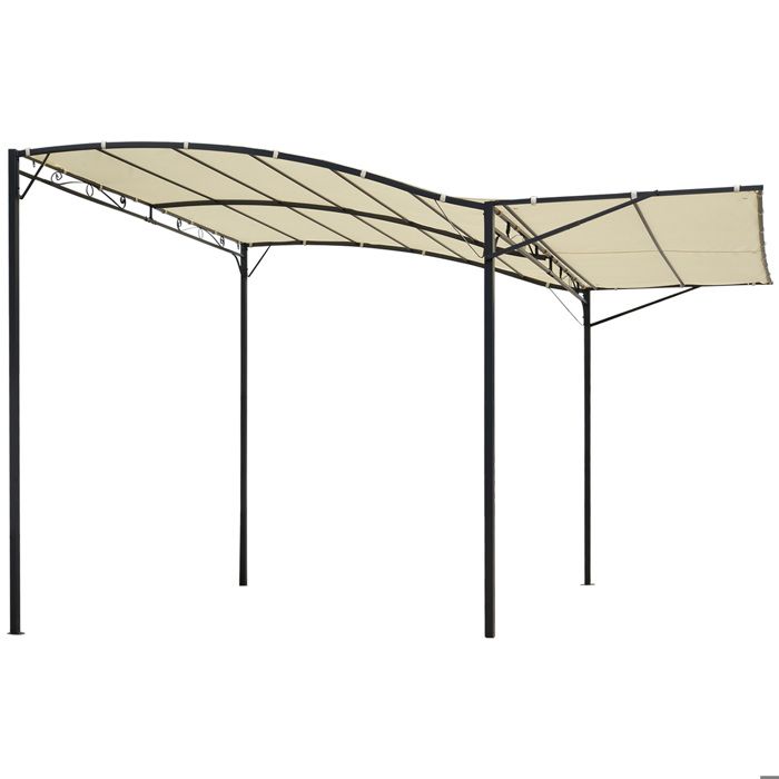 Outsunny Pergola tonnelle de jardin avec auvent réglable métal époxy polyester haute densité crème