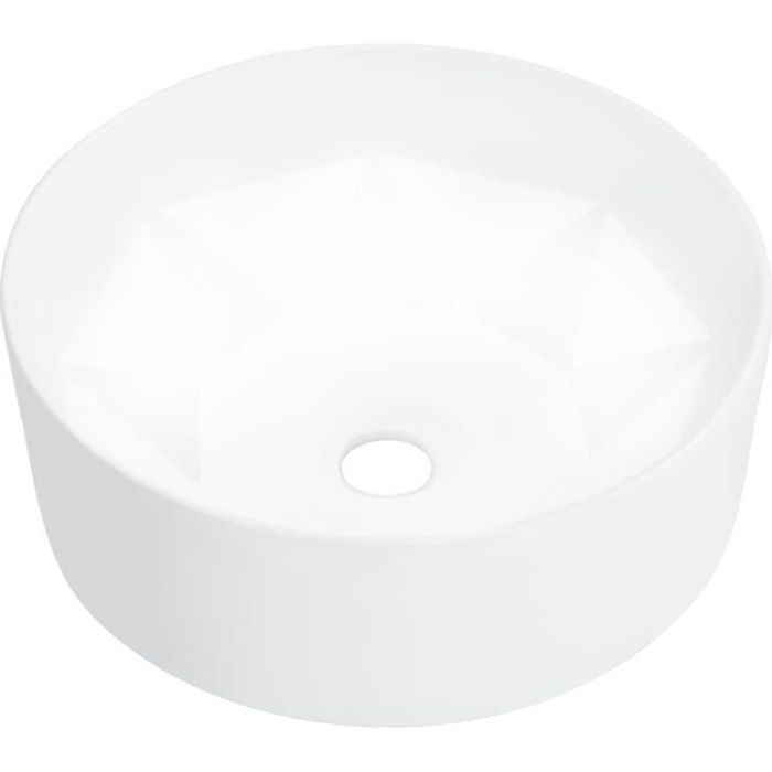 Lavabo Vasque à poser Vasque à trou pour salle de bain36x14 cm Céramique Blanc