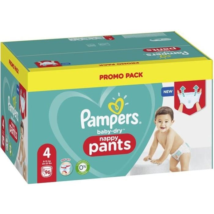 PAMPERS Baby Dry Nappy Pants Couches culottes taille 4 : 9 - 15kg - paquet de 96 couches