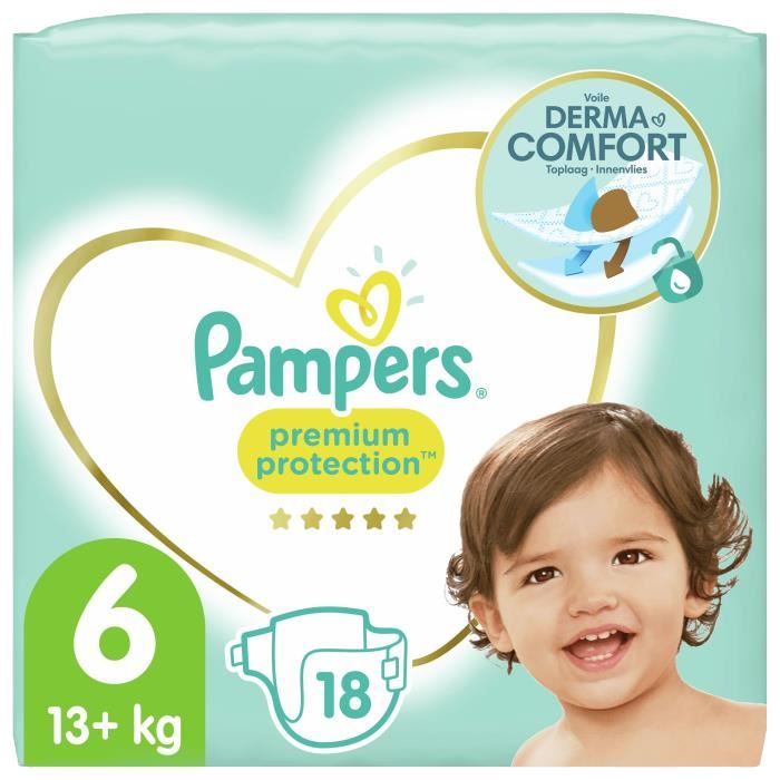 PAMPERS 18 Couches Premium Protection Taille 6