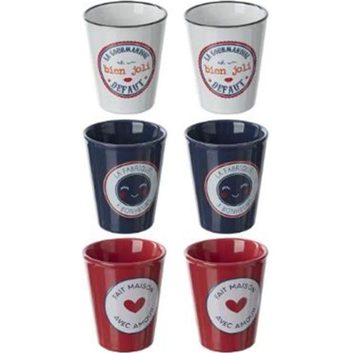 Coffret 6 Tasses -French- 10cl Bleu, Blanc & Rouge
