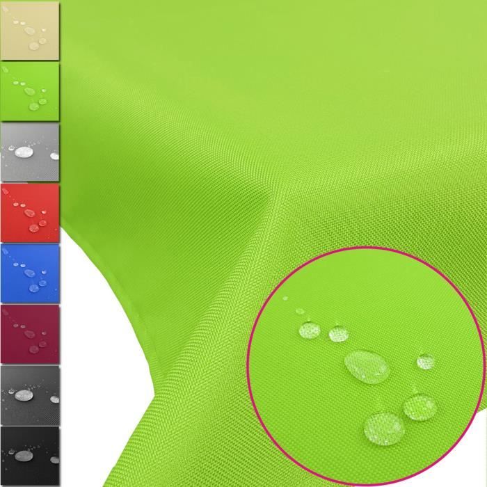 Nappe de table Lounge effet lotus 160x160 cm en vert – Nappe de table anti-taches repoussante l'eau pour extérieurs