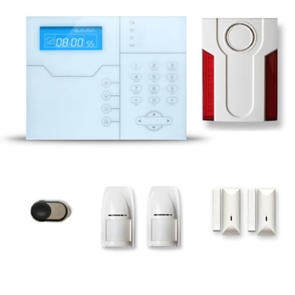 Alarme maison sans fil SHB 1 à 2 pièces mouvement + intrusion + sirène extérieure - Compatible Box internet et GSM