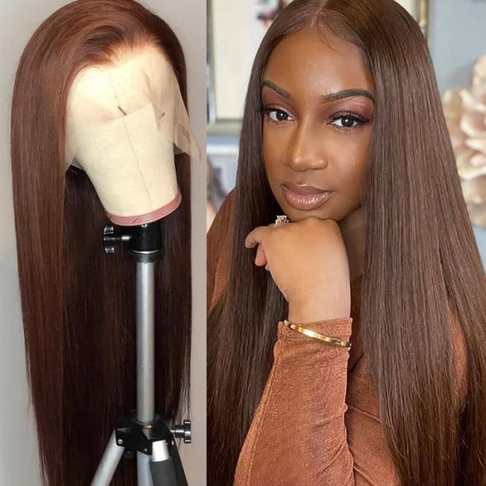20pouce Perruque Lace Front Wig lisse brésilienne Remy cheveux naturels brun ombré T-part