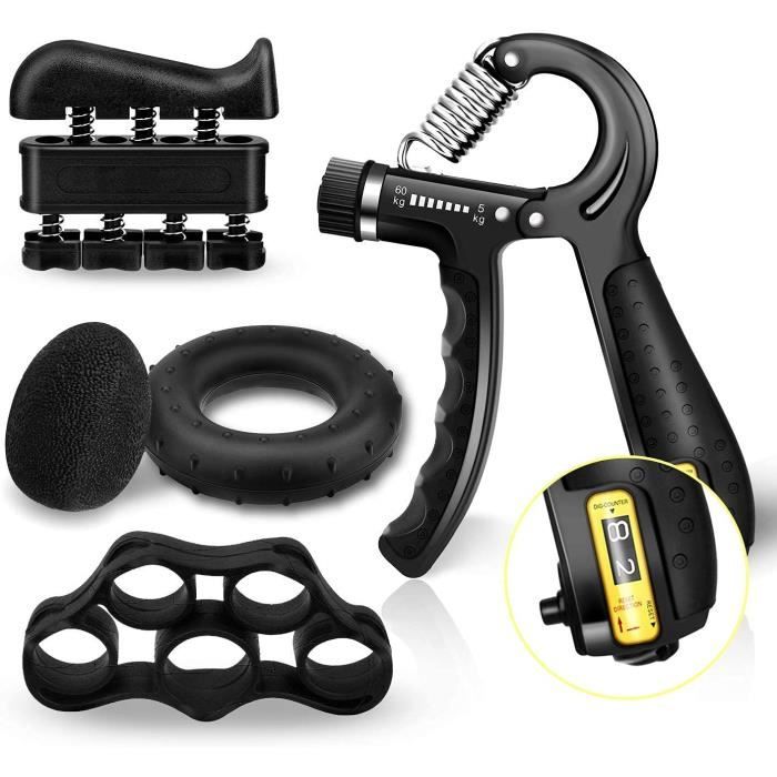 Hand Grip Musculation, Zamus 5pcs Musculation Main Kit,5-60KG Résistance Réglable Hand Gripper pour La Musculation Avant Bras