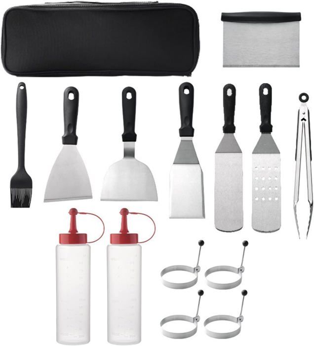 BBQ Croc 18 Pouces Outil Barbecue 3 En 1 • Pinces, Spatule Et Nettoyeur