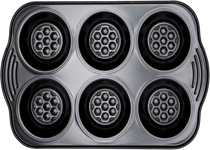 Moule à Muffins Silicone 6 Cavités - Rouge Antiadhésif - Pour Four/Micro-ondes/Lave-vaisselle - 23.7x16.2cm