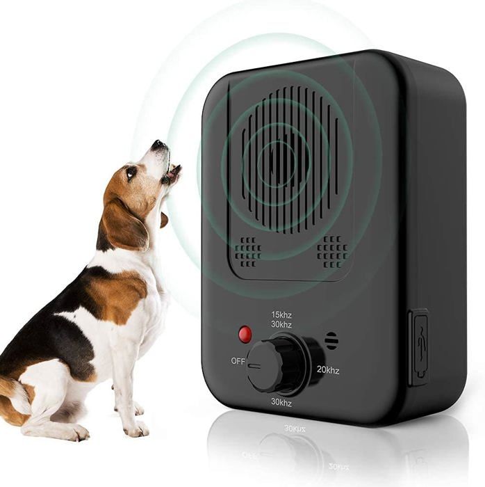 Appareil Anti-aboiement Ultrason Pour Chien - 5 Fréquences Ajustables, 3 Portées (5-15m), Rechargeable USB-C, Intérieur/extérieur