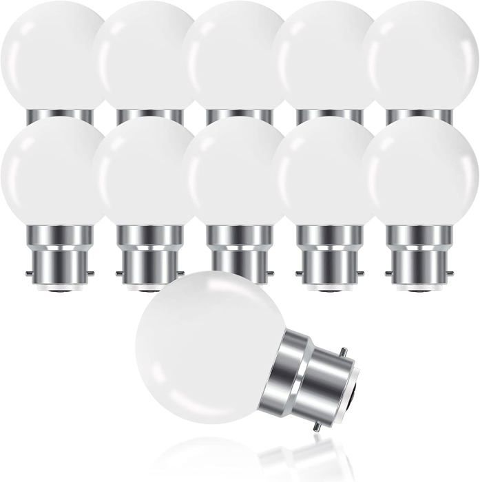 Ampoule LED à Baïonnette B22 3W Ampoule Mini Globe Golfball B22 G45 Blanc Chaud 3000K 280LM Non Dimmable Lot de 10
