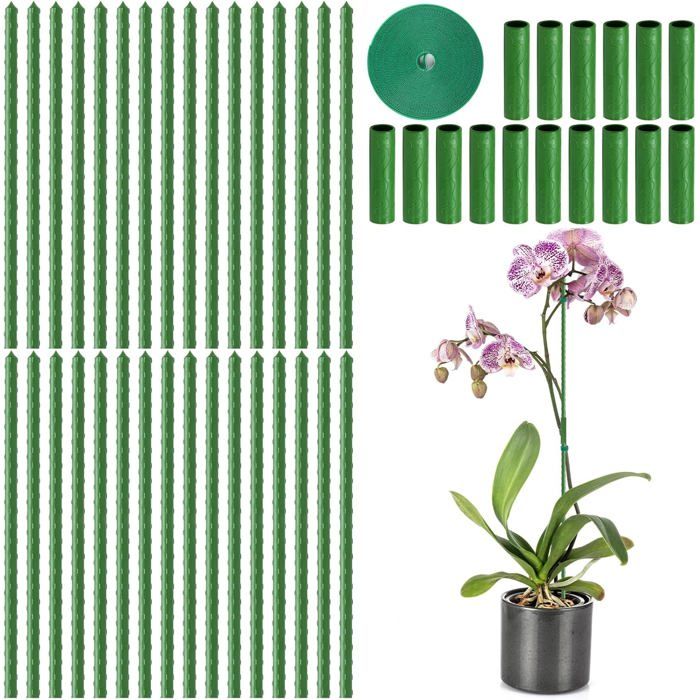 Kit Complet Tuteurs Pour Plantes - 20 Supports + 30 Clips + 10 Tubes Extension, Idéal Pour Orchidées, Roses Et Plantes Fragiles