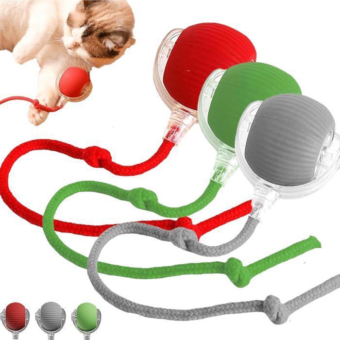 Comparer les prix de Lot de 3 jouets interactifs pour chat balles roulantes rayes rechargeables USB jouets tournants automatiques - Toutes tailles Label