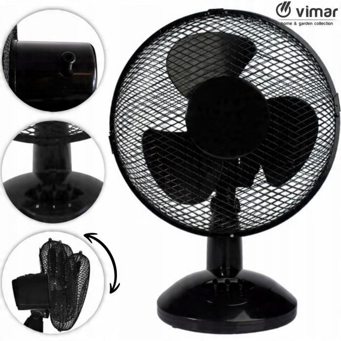 Ventilateur de bureau - UN - 23 cm - Noir - Alimentation secteur - Niveau sonore 60 dB - Un
