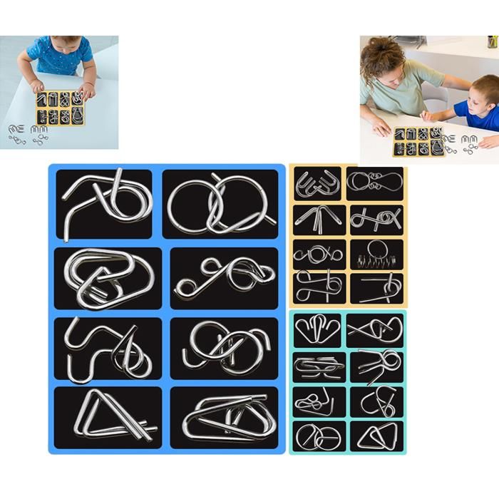PUZZLE Casse-Tête Chinois Adulte Coffret Casse Tete Metal Casse Tete A Anneaux Récompense Scolaire pour Famille Garçons Filles