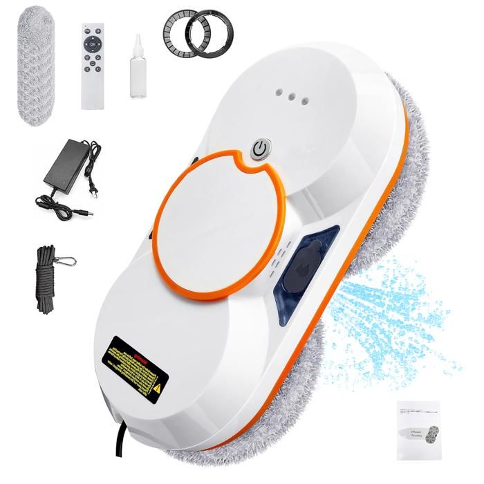 Robot Laveur de Vitre aspiration 3800PA 60ML pulvérisation électrique 3 modes nettoyage télécommande Navigation Intelligente