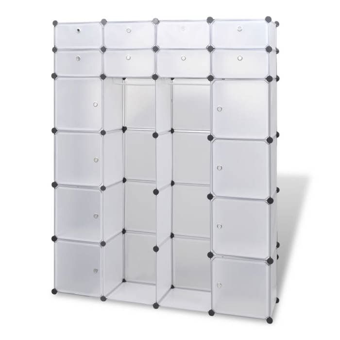 Armoire modulable - vidaxl - 18 compartiments - 37x146x180 5 cm - Blanc - Plastique - A poser au sol - Montage facile
