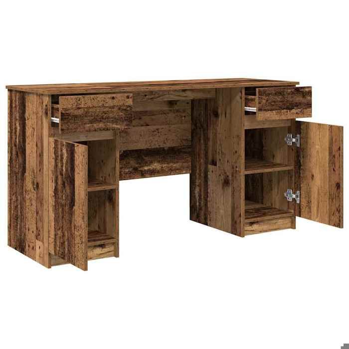 Bureau BURKE Marron Table à écrire - 1 PERSONNE - Bois ancien 140x49x76 cm - Bois dingénierie BB248