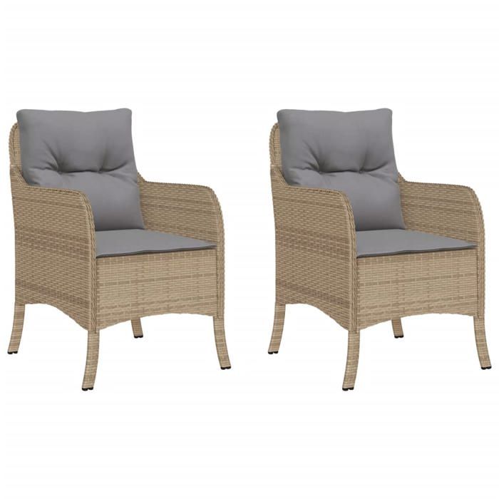 SALE 2026Chaises de jardin - CITY GARDEN - Extérieur - avec coussins lot de 2 - mélange beige rotin 58 5x67x86cm 15.5 Kg 6988164