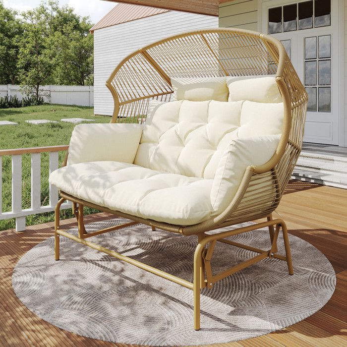 Fauteuil à bascule de jardin pour 2 places, fauteuil suspendu de patio ...