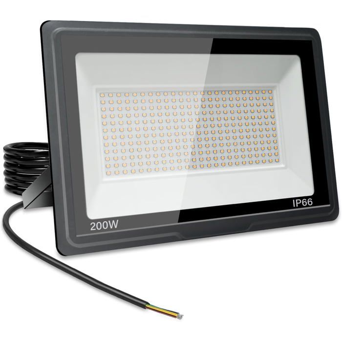 Projecteur LED extérieur - EVERWOL - 200W - 20000 lm - 6000K Blanc Chaud - IP66 Étanche - 288 LEDs