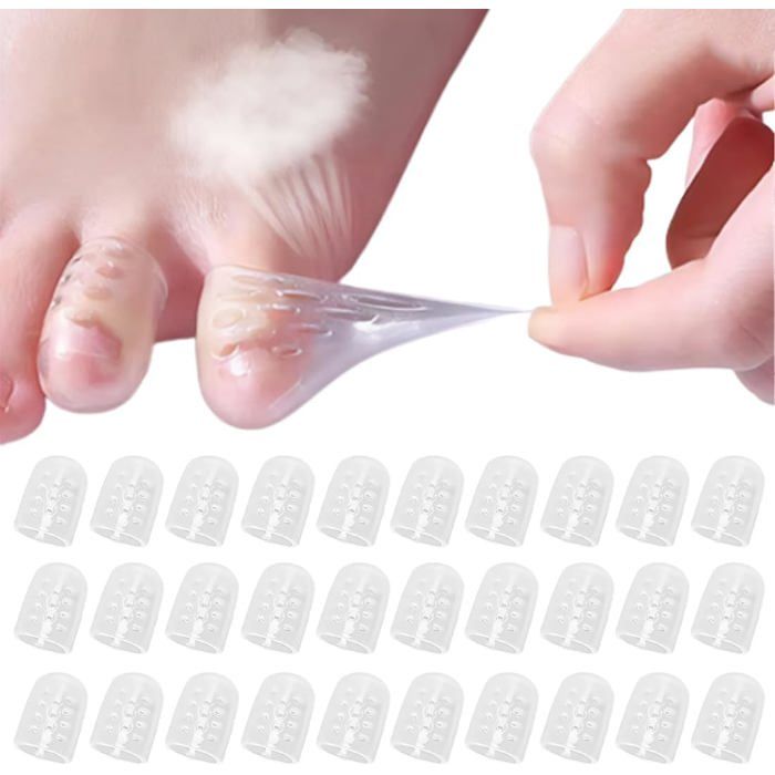 Lot de 30 protections dorteils en silicone - Coussinets transparents - Petits protège-orteils - Protection des orteils -Couvre