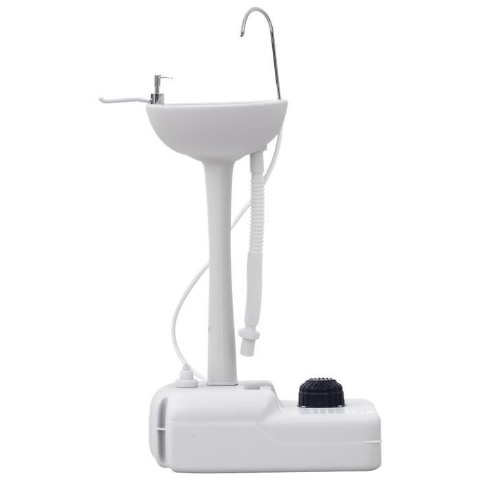 Lave-Mains Portable avec Roues Réservoir Intégré 51x335x103cm Blanc