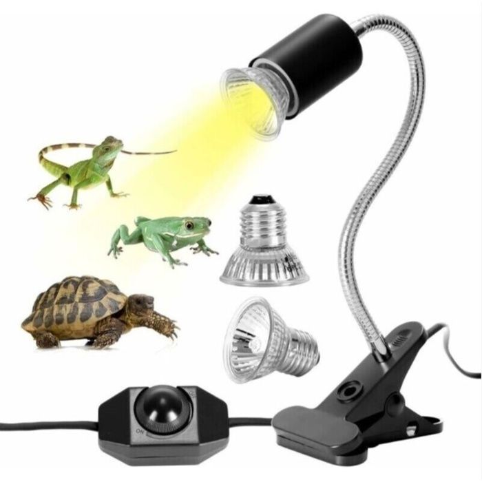 Lampe chauffante pour tortues et reptiles – 2 ampoules UVA UVB 25W 50W – Rotation 360° – Céramique robuste pour terrarium