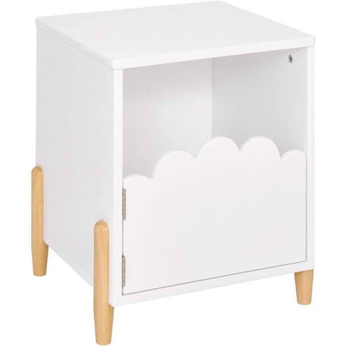 Table de Chevet Enfant Douceur Blanc L 35 5 x H 40 cm Porte Design Fleur Pieds en Pin - pour Chambre Meuble de Rangement Table de Chevet Enfant Douceur Blanc L 35 5 x H 40 cm Porte Design Fleur Pieds en Pin - pour Chambre Meuble de Rangement