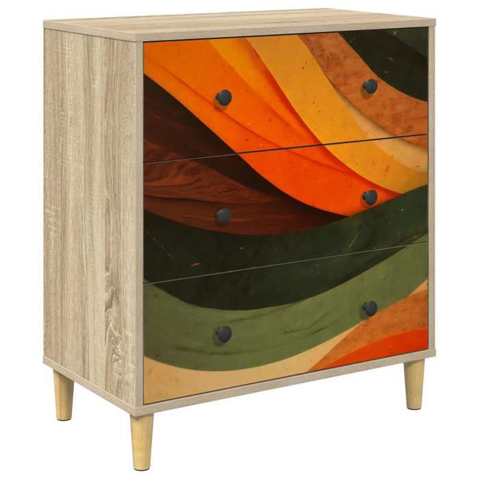 Nouveau Commode BONN Impression vagues rétro 66 x 36 5 x 75 cm Sonoma poids:24 kg_5975