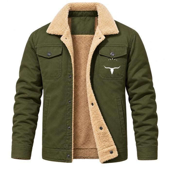 ENSEMBLE DE VETEMENTS DE SPORT Veste homme AProsp doublée sherpa coton S-5XL style workwear vert kaki automne hiver