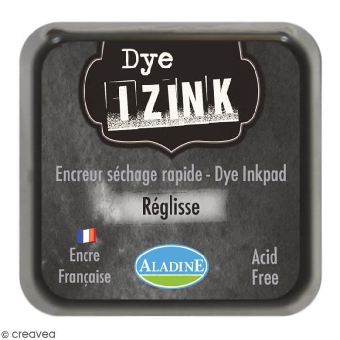 Encreur Izink Dye - 20 coloris - 4,5 x 4,5 cm Encre Izink Dye : Coloris : Noir réglisse Dimensions de la boîte : 5 x 5 cm Encre à