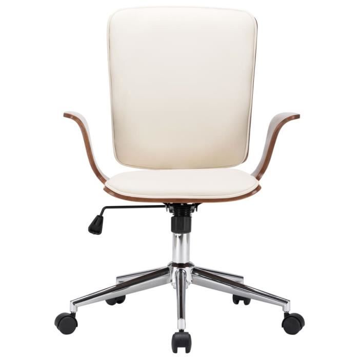 Moderne Chaise de bureau Crème Bois courbé et similicuir - Maison