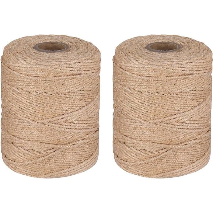 Rouleau De Ficelle De Jute Naturelle - 2mm D'Épaisseur - 50m - Marron - Pour Bricolage Et Emballage - 2