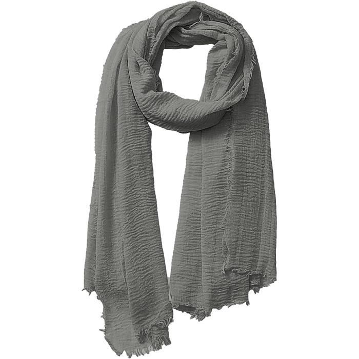 Écharpe Vintage Froissée à Franges Longues Pour Femme – Style Élégant Et Doux, Parfaite Pour L'Hiver Et Les Tenues Boho